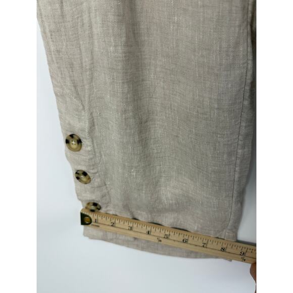 Chico’s 100% Linen Crop Pants Size 0.5 (6) Natural Beige Button Hem Coastal Chic - Picture 7 of 10